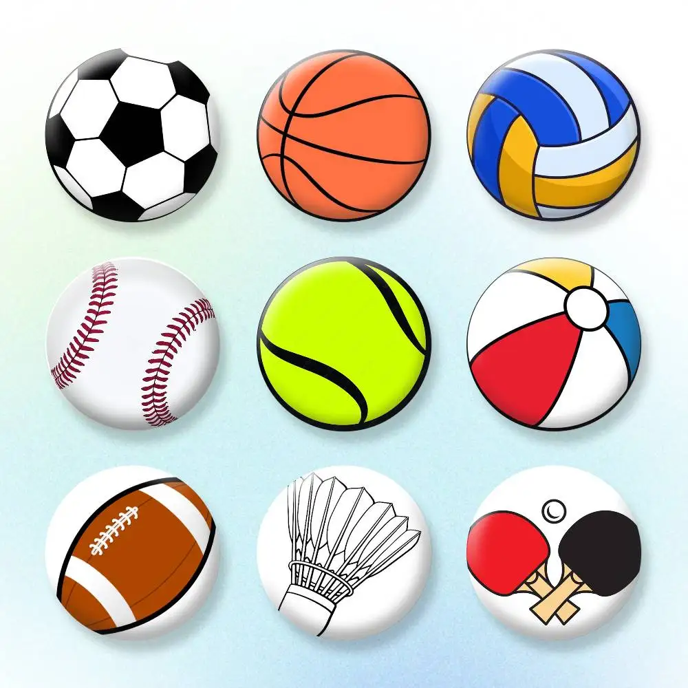 

Basketball football beach ball Badges Creative Tinplate Button PinsBrooch Badge Clothes Backpack