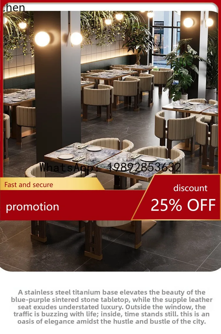 YFY  Restaurant Table and Chairs Commercial Theme Western Restaurant Rock Plate Fusion Cuisine Dining Table and Chairs