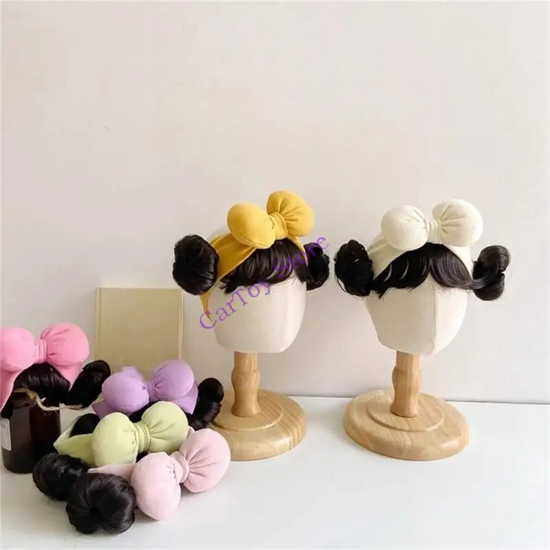 

634F Fringe Hair Extension Headpiece Headdress Child Bowknot Headband Bangs Headwear