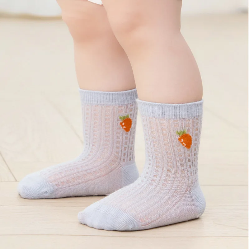 3Pair Summer Mesh Baby Floor Socks Anti-Slip Toddler First Walkers Thin Breathable Short Sock Cute Boy Girl Cotton Footwear 0-5Y