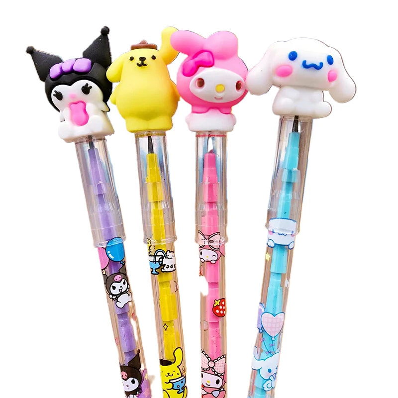 48pcs Sanrio Mechanical Pencil Hello Kitty Cinnamoroll Student Silicone Tips Writing Pencil School Supplies Stationery Wholesale