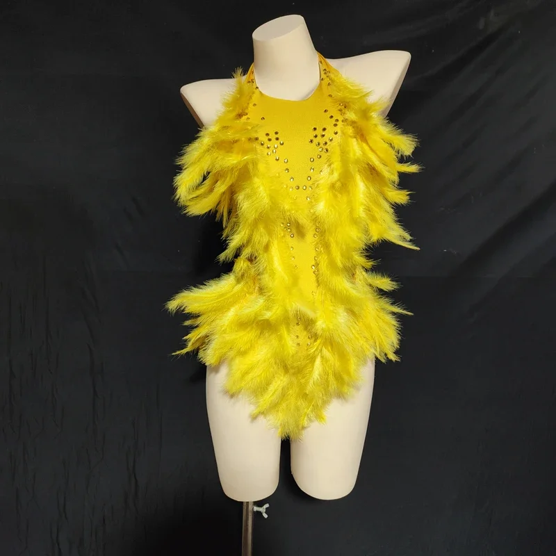 Body z piórami i dżetami w 3 kolorach, elastyczne, damskie, strój drag queen, na imprezy w klubach nocnych, dla DJ-ów, DS-ów, na festiwale, kostium do tańca gogo, XS5717