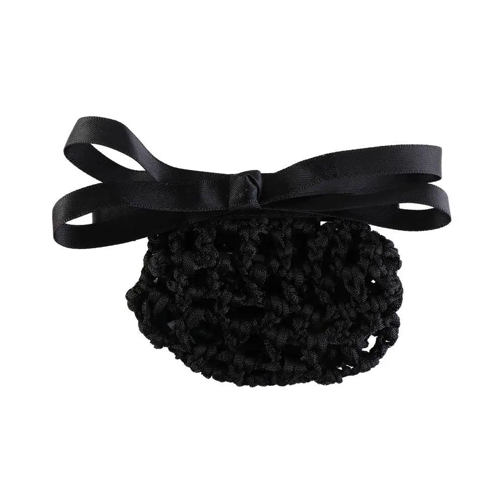 Mesh Hair Net Lady Dance Headdress Bow Office Hair Net Hairgrips Cover Net Korean Bun Snood Ponytail Clip Women Spring Clips