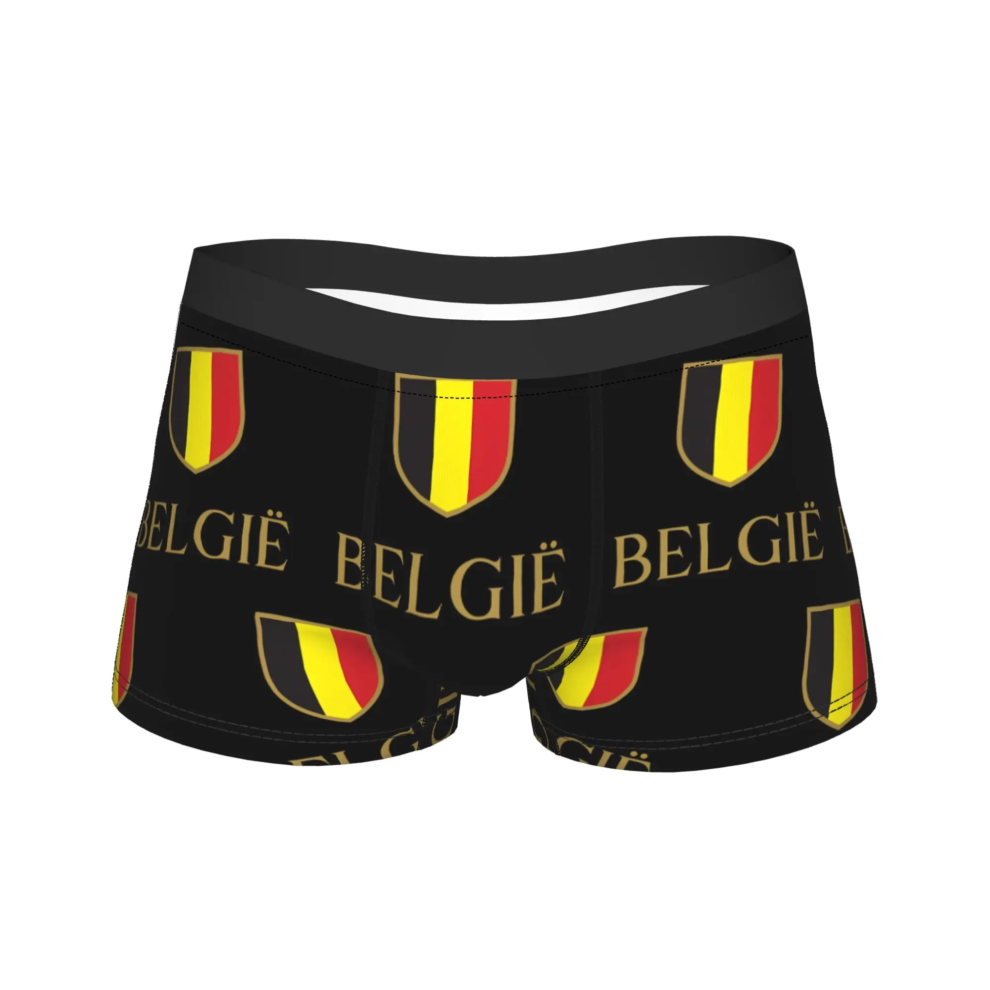 Belgie Belgium Gold Emblem Underwear  Soft Trend Panties Custom Boxer Brief For Men 3D Pouch Oversize Boxer Shorts