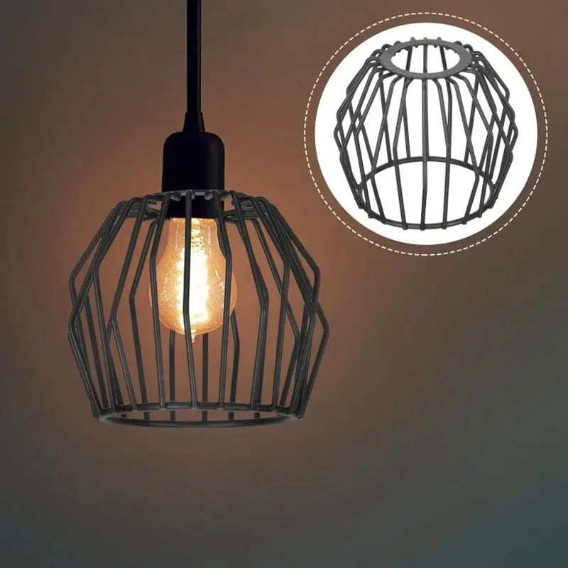 Imagem -03 - Modern Iron Lampshade Metal Wire Cage Hanging Lamp Teto Light Shade Chandelier Pendant Lamp Covers Fixture Dining Home Decor