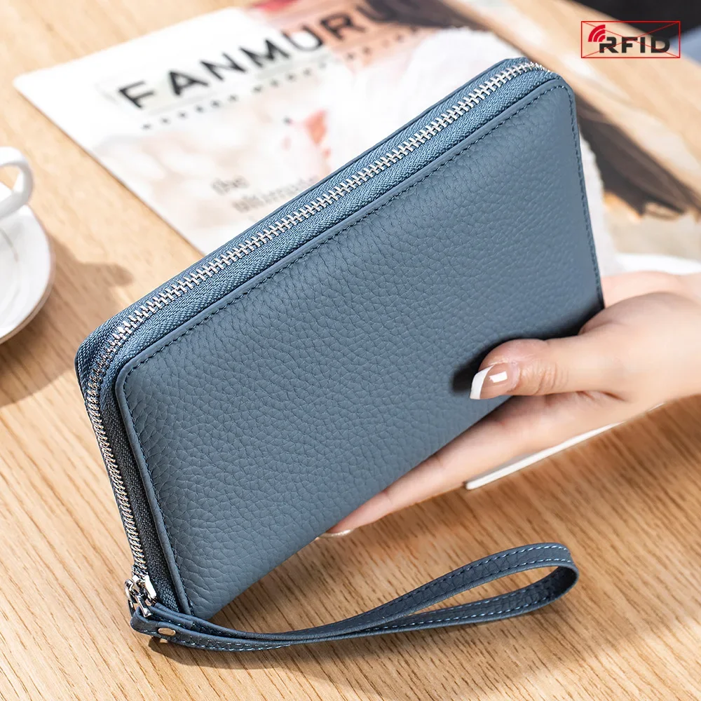 Passport Holder Women Travel Wallet Genuine Leather Rfid Blocking Passport Cover Case Document Organizer with Wrist Strap