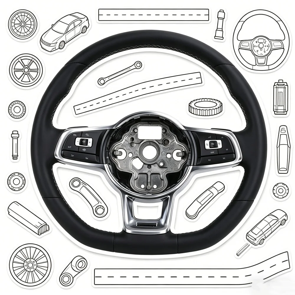 

Complete Leather Steering Wheel for Volkswagen VW Golf 7 GTI MK4 MK5 MK6 MK7.5 Polo Passat GTS GTD GTE