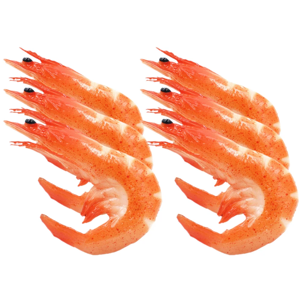 

6 Pcs Simulation Lobster Model Fake Food Realistic Simulated Artificial Shrimp Pvc