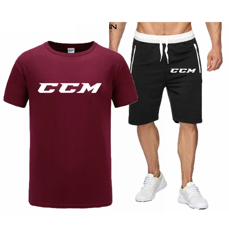 CCM Brand Printing Mens Summer Harajuku Hip Hop TShirt high quality Cotton T Shirts shorts suit Sportswear