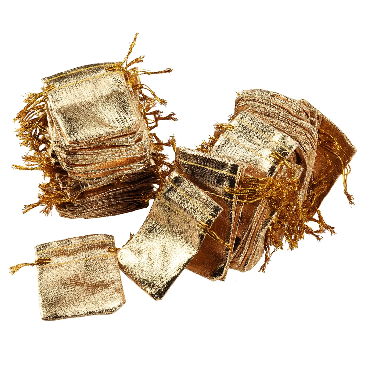 100 шт., сумка из органзы из золотой фольги, подарочные пакеты для конфет, свадебный подарочный пакет, подарочная упаковка, сумка на шнурке 5x7 см