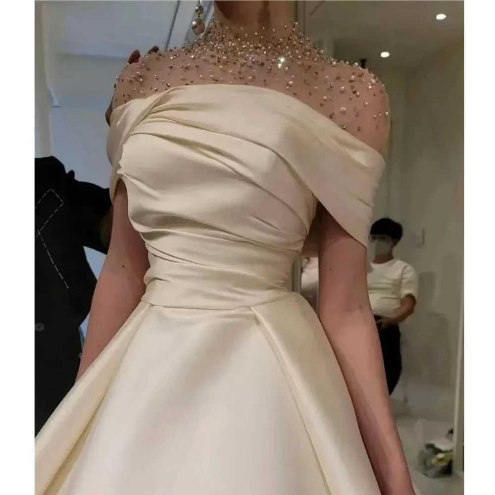 Muloong Off-the-shoulder Tea-Length Women Elegant And Pretty Luxury Prom Dress