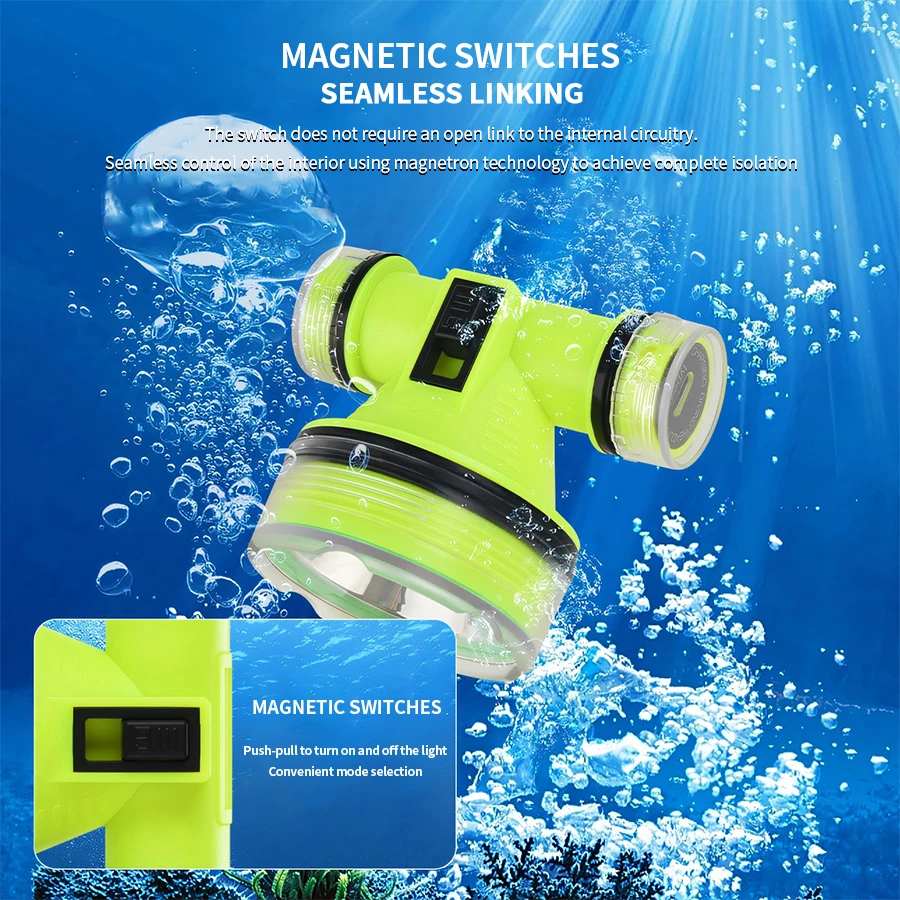 SQ-901 Diving Flashlight Rechargeable Strong Light LED Flashlight IPX8 Waterproof Submersible Lighting At Night Submersible