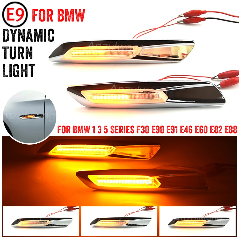 

Dynamic Amber LED Side Marker Lights Turn Signal Lamp Blinker BMW F10 Style For BMW 1 3 5 Series E90 E91 E92 F30 E93 E46 E60 E61