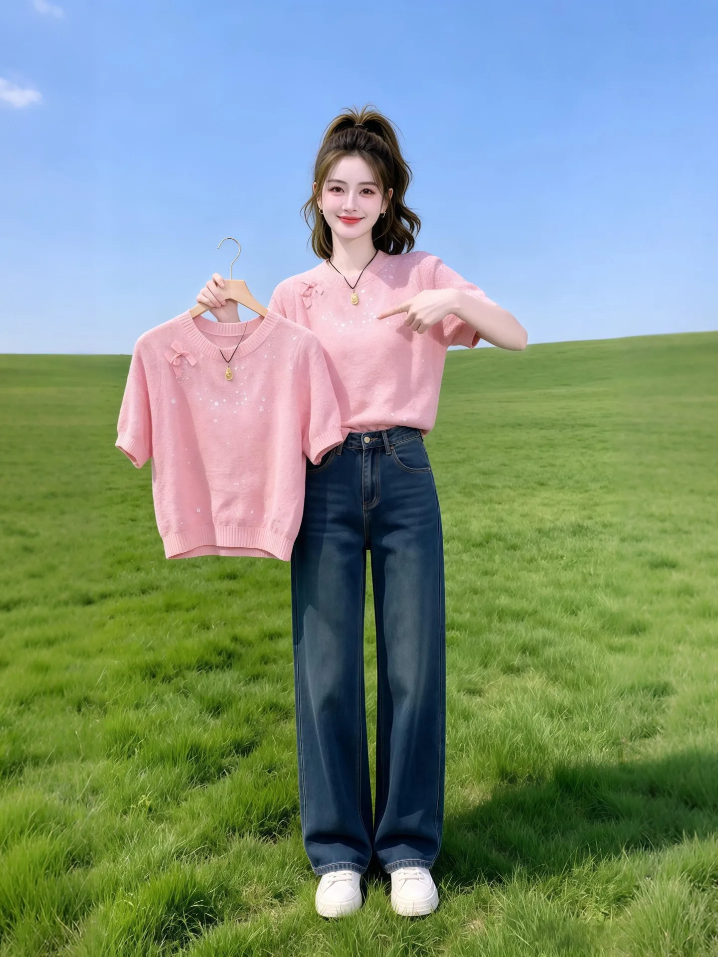 

Elegant Hollow out Lightweight Short Sleeve Knitwear Women's Fashion Summer New Style Commute Friendly Regular Fit Top