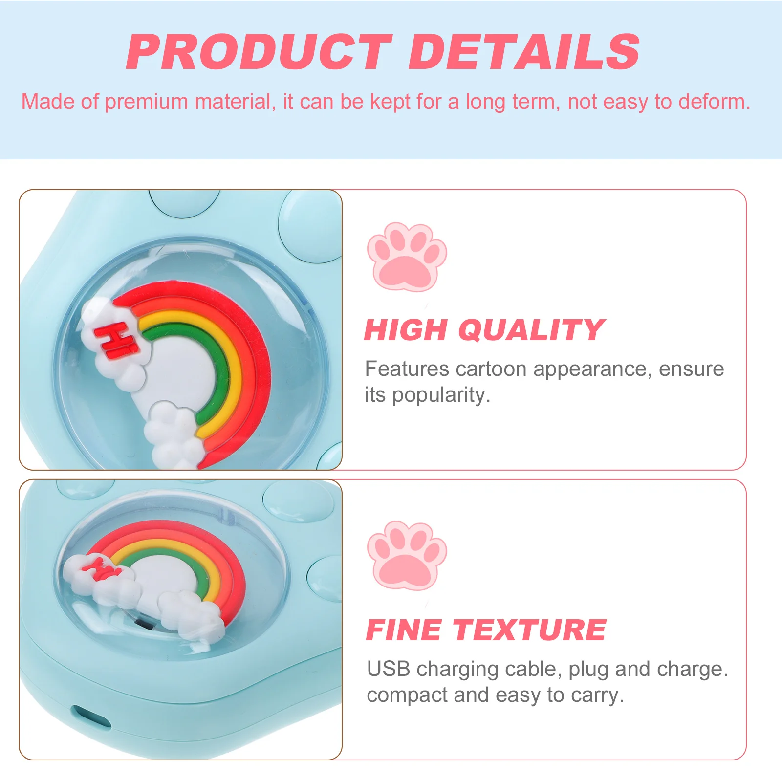

Hand Warmer Cartoon Glowing Plastic Cat Themed Quick Heating Light Claw Shape Instant Small Portable
