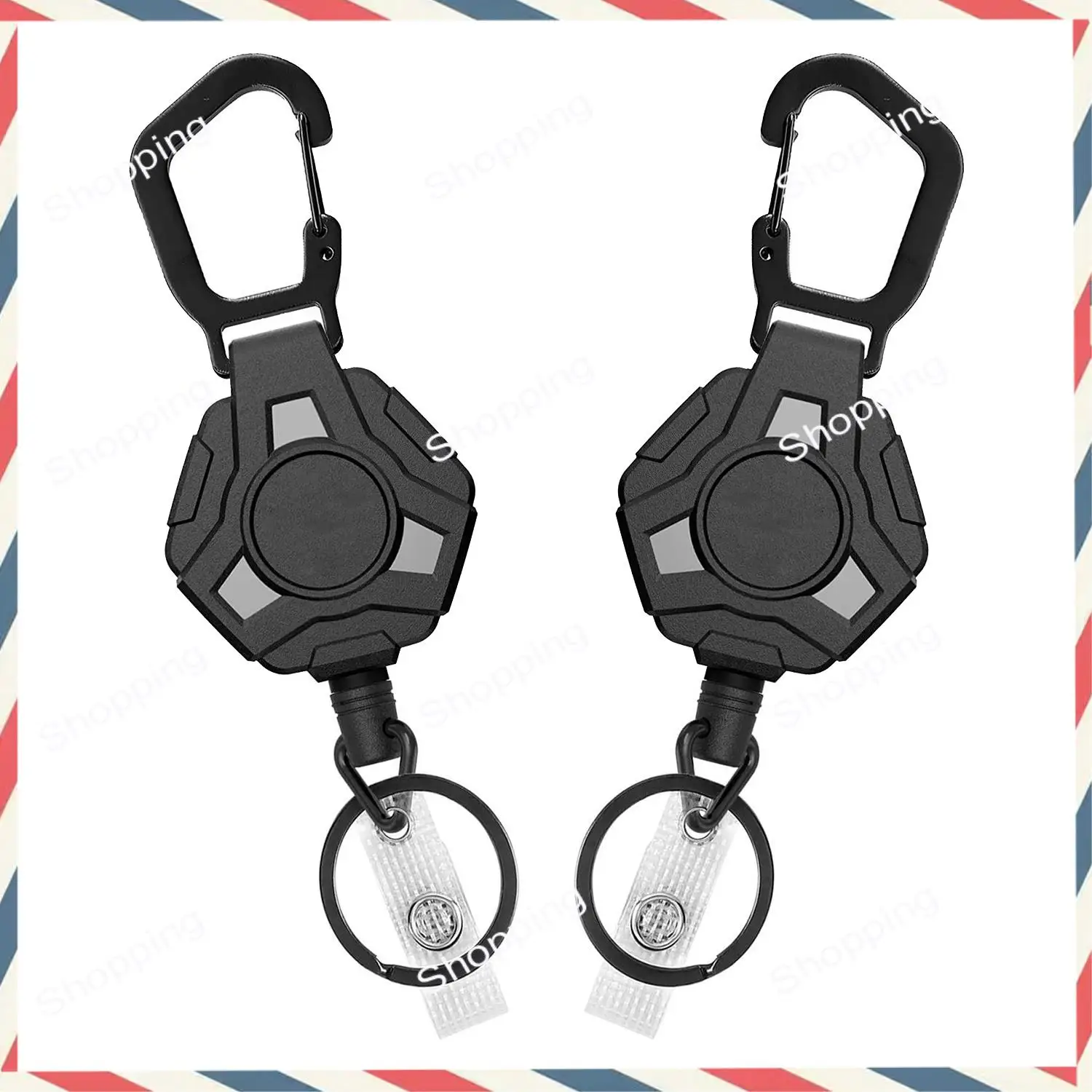 M20K 4 Pack Retractable Keychain Heavy Duty, Badge Reels Retractable, Badge Holder With Carabiner, 31.8Inch Coated Steel Cord Du