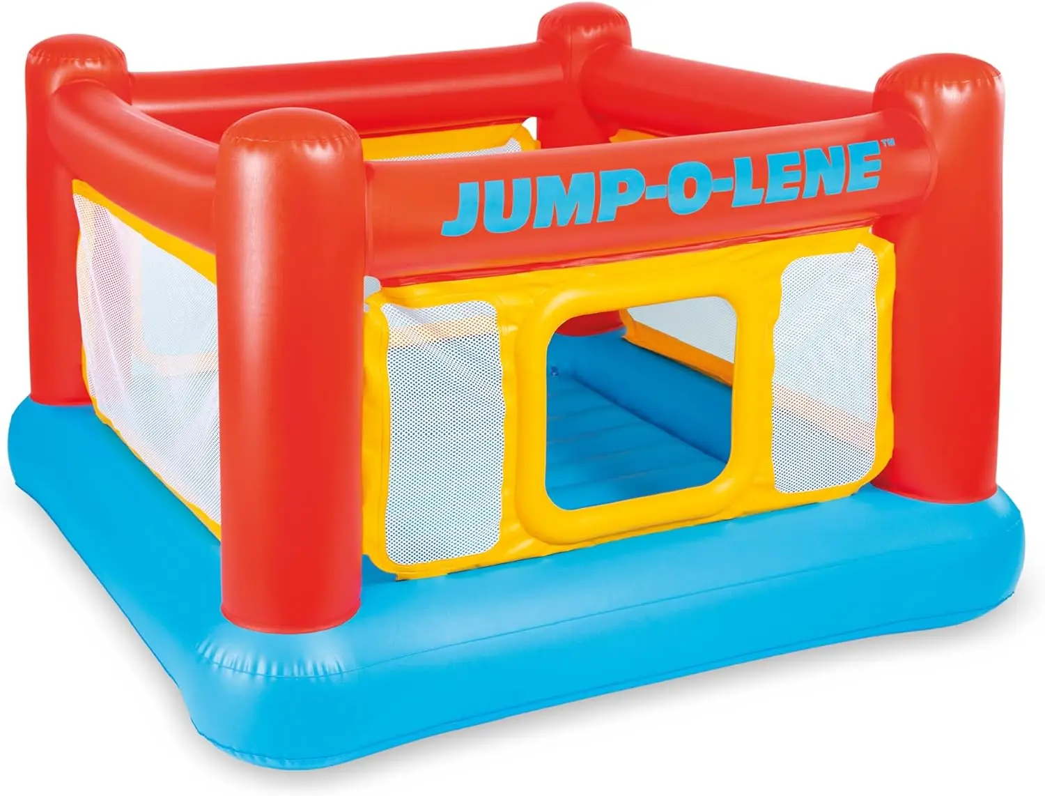 

Intex Inflatable Jump-O-Lene Trampoline Bounce House with Crawl-Thru Door & Net - Indoor & Outdoor Backyard Blow-Up Bouncy Playh