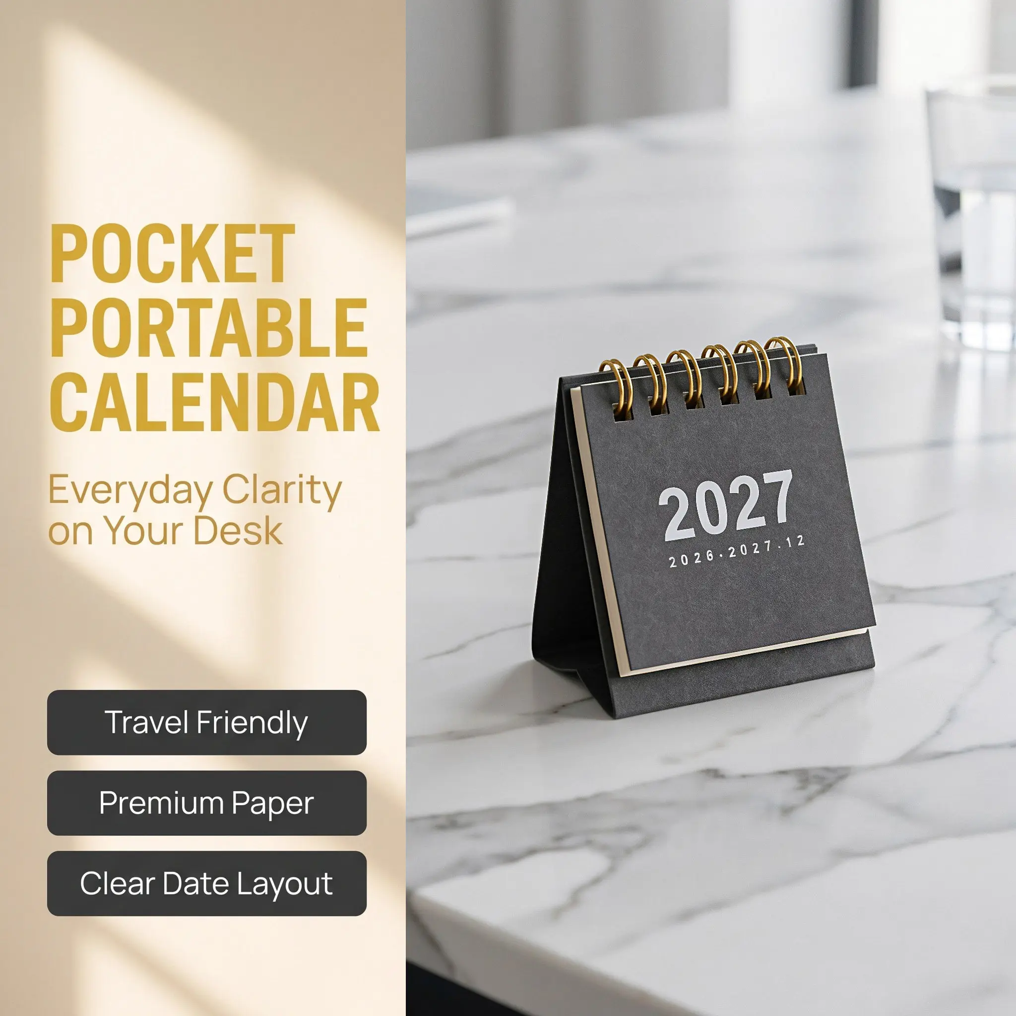2027 Desk Calendar Small Mini Block for Desktop Planner Daily Creative Standing