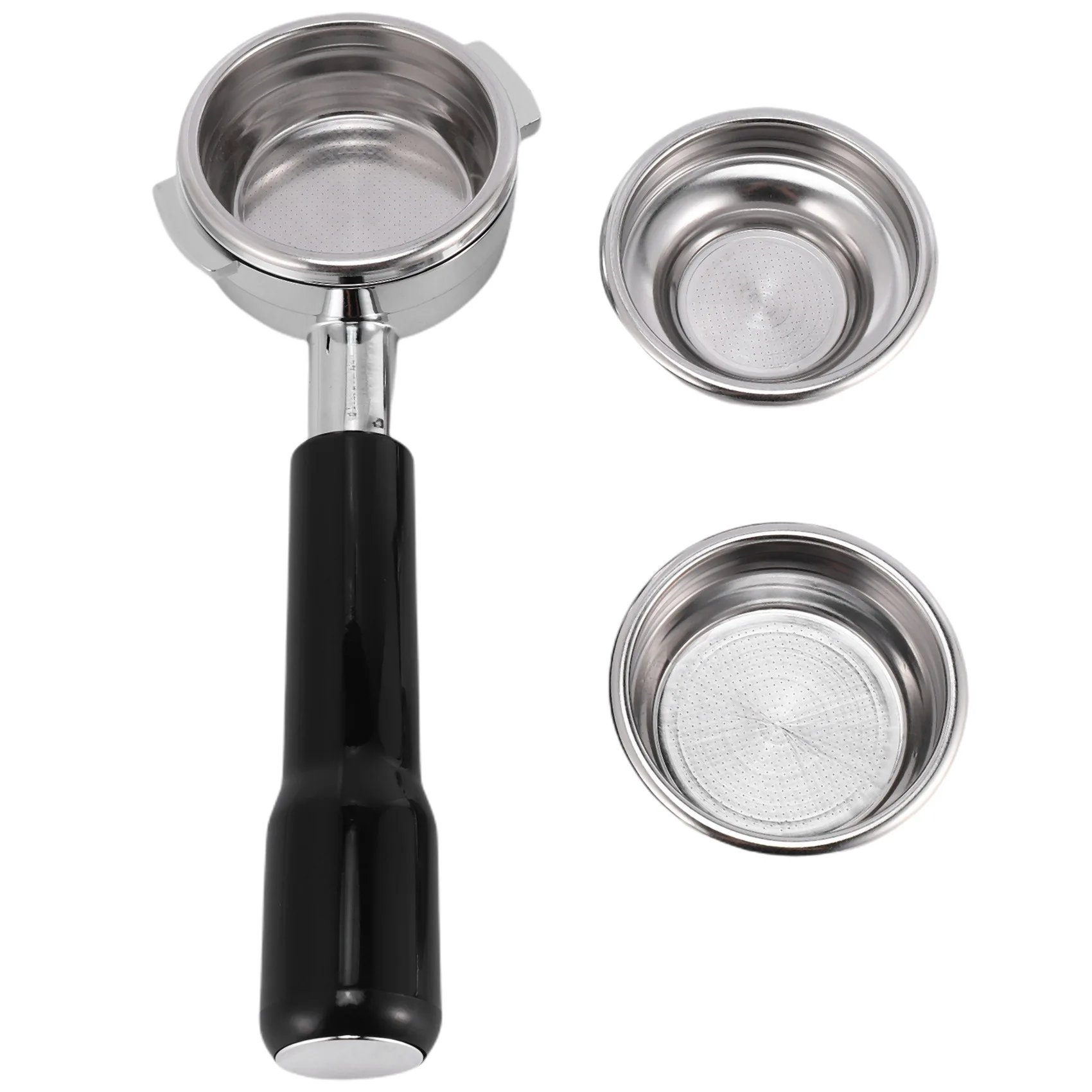 Mesin Kopi Espresso Profesional Baja Tahan Karat Tanpa Dasar A39M 58MM dengan Keranjang Filter Cangkir Tunggal dan Ganda