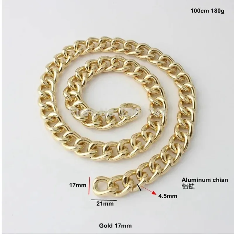 1pc 60cm 80cm 100cm 110cm 120cm 130cm 17mm Wide Alum Chain Antique Silver Color Roller chains for bags long strap replacement