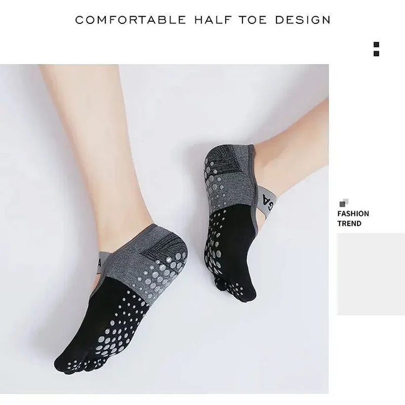 Rutschfeste Fünf-Finger-Pilates-Socken für Damen im Fitnessstudio, atmungsaktive Fitness-Baumwollsocken, Yoga-Socken, Sport-Ballettsocken
