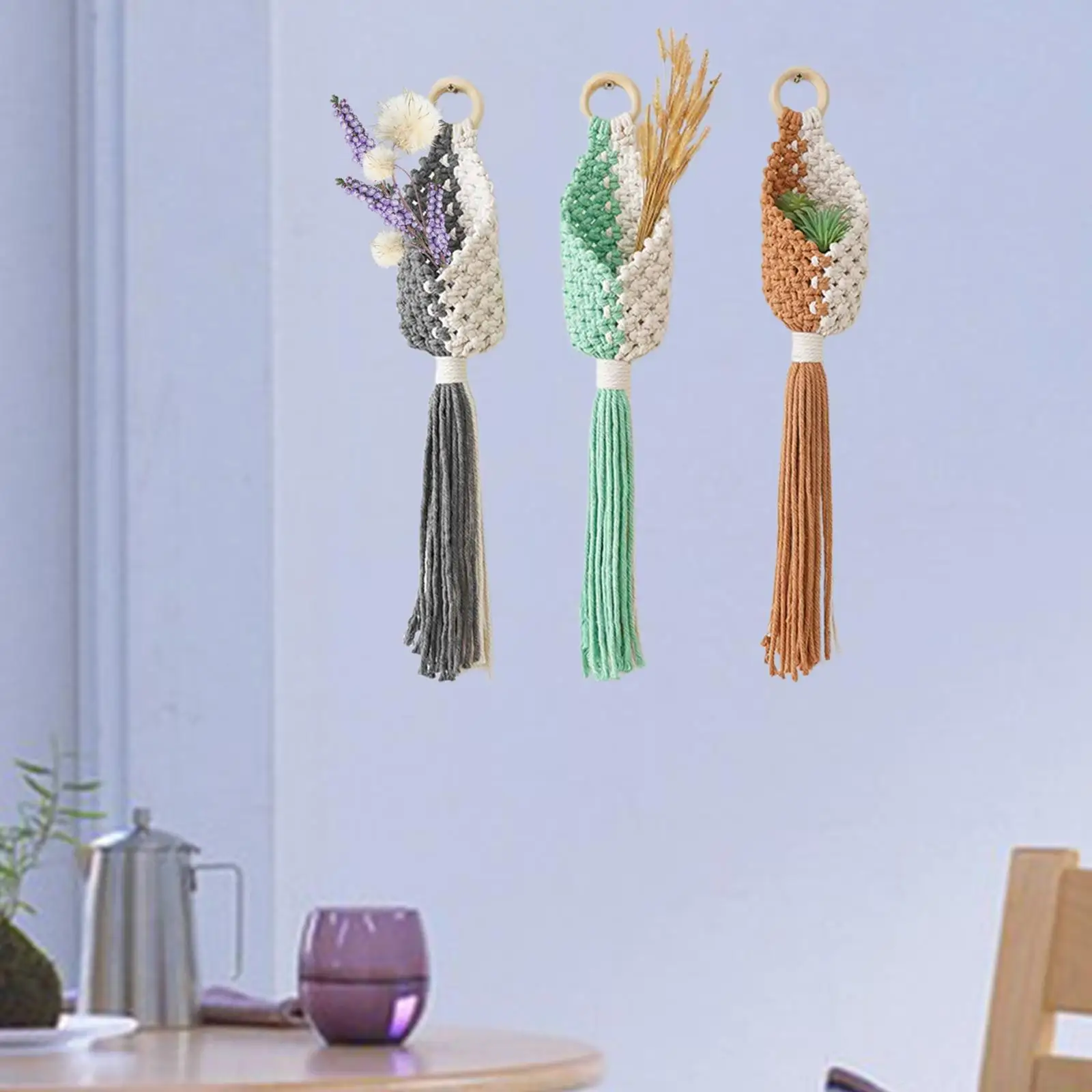 Boho Wall Hanging Basket Aerial Pendant for Toy Storage Plant Vegetable