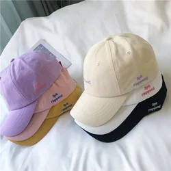 Fashion Letter Embroidery Baseball Cap Unisex Candy Color Soft Top Adjustable Sports Sun Hat Women Men Casual Hip Hop Dad Caps