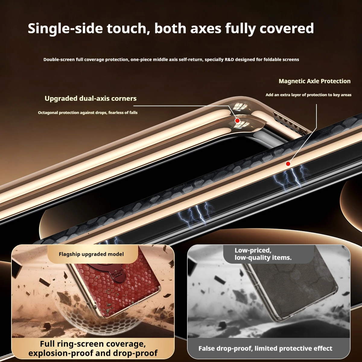 High End Dragon Scale Texture Genuine Leather Phone Case, For Huawei Mate X7 X6 X5 Lens Full Protection, Rotating Bracket Cover - view 4