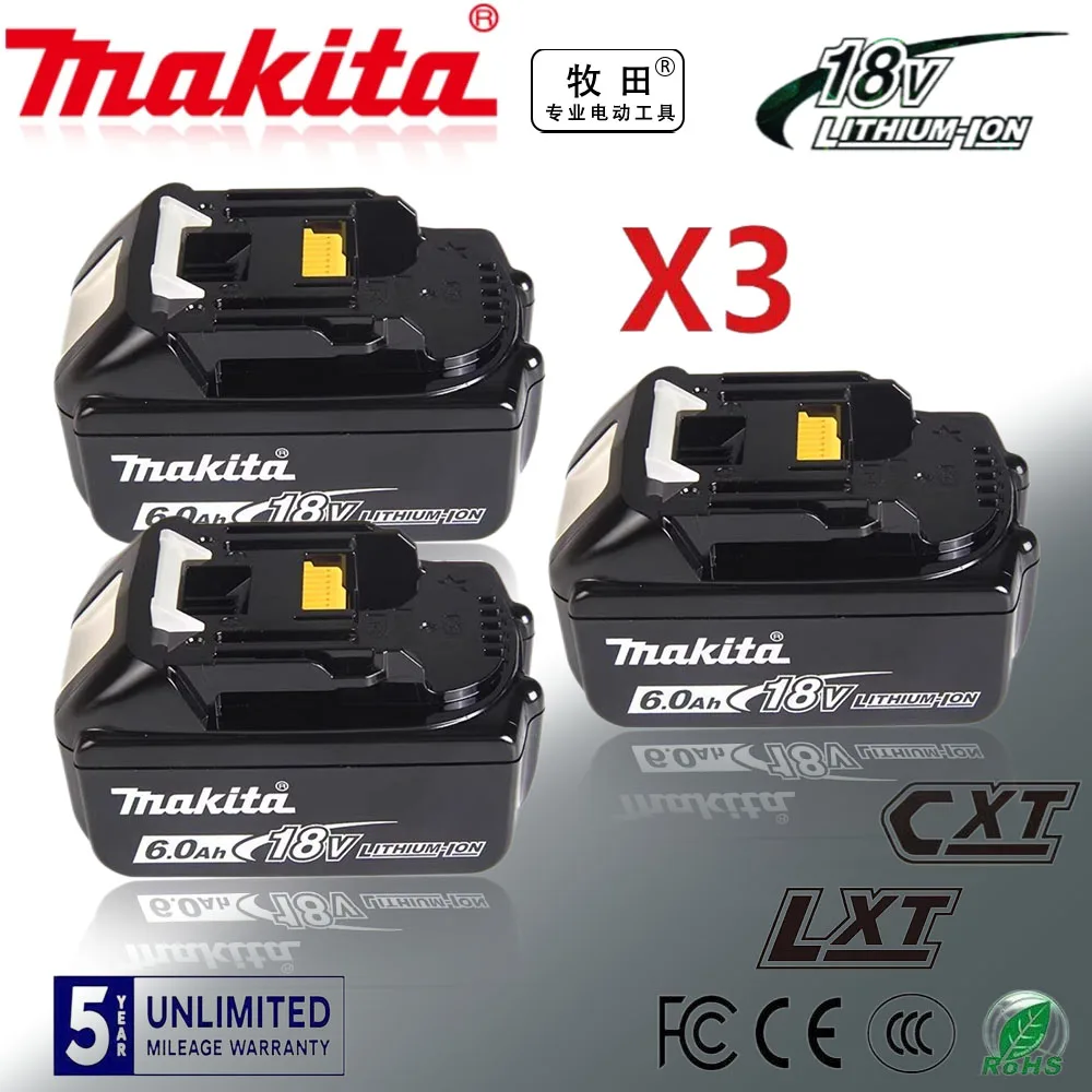 

100% Original Makita 6Ah 6000mAh for Makita 18V Battery BL1830B BL1850B BL1850 BL1840 BL1860 BL1815 Replacement Lithium Battery