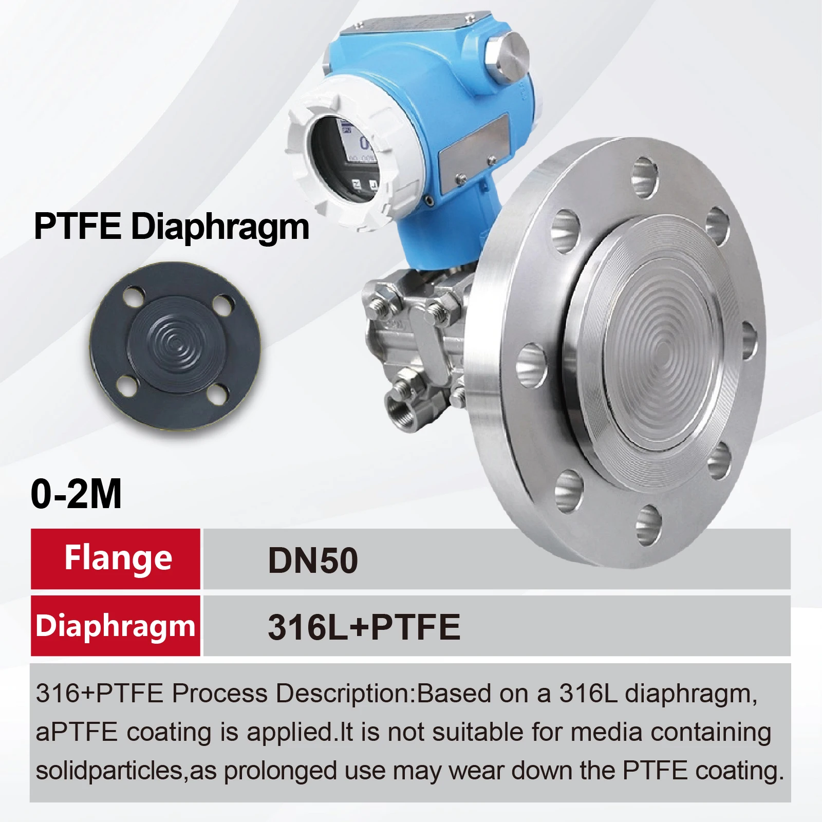 Explosion Proof Side Mounted Single Flange Level Transmitter 0-10M 316L/Tantalum/PTFE DN50 DN100 HART