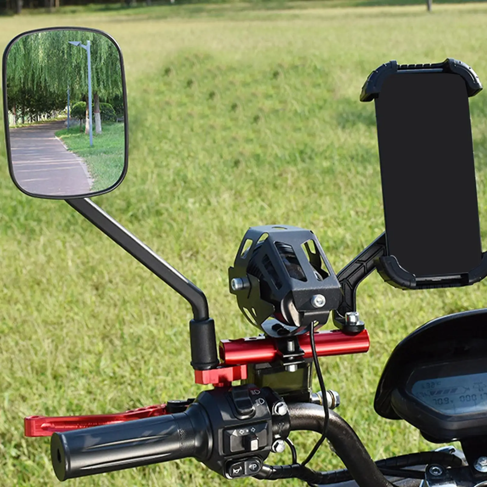 Motorcycle Rearview Mirror Column Aluminum Bracket Scooter Handlebar Relocation Bracket  Mounting Holder Spotlight Accessory
