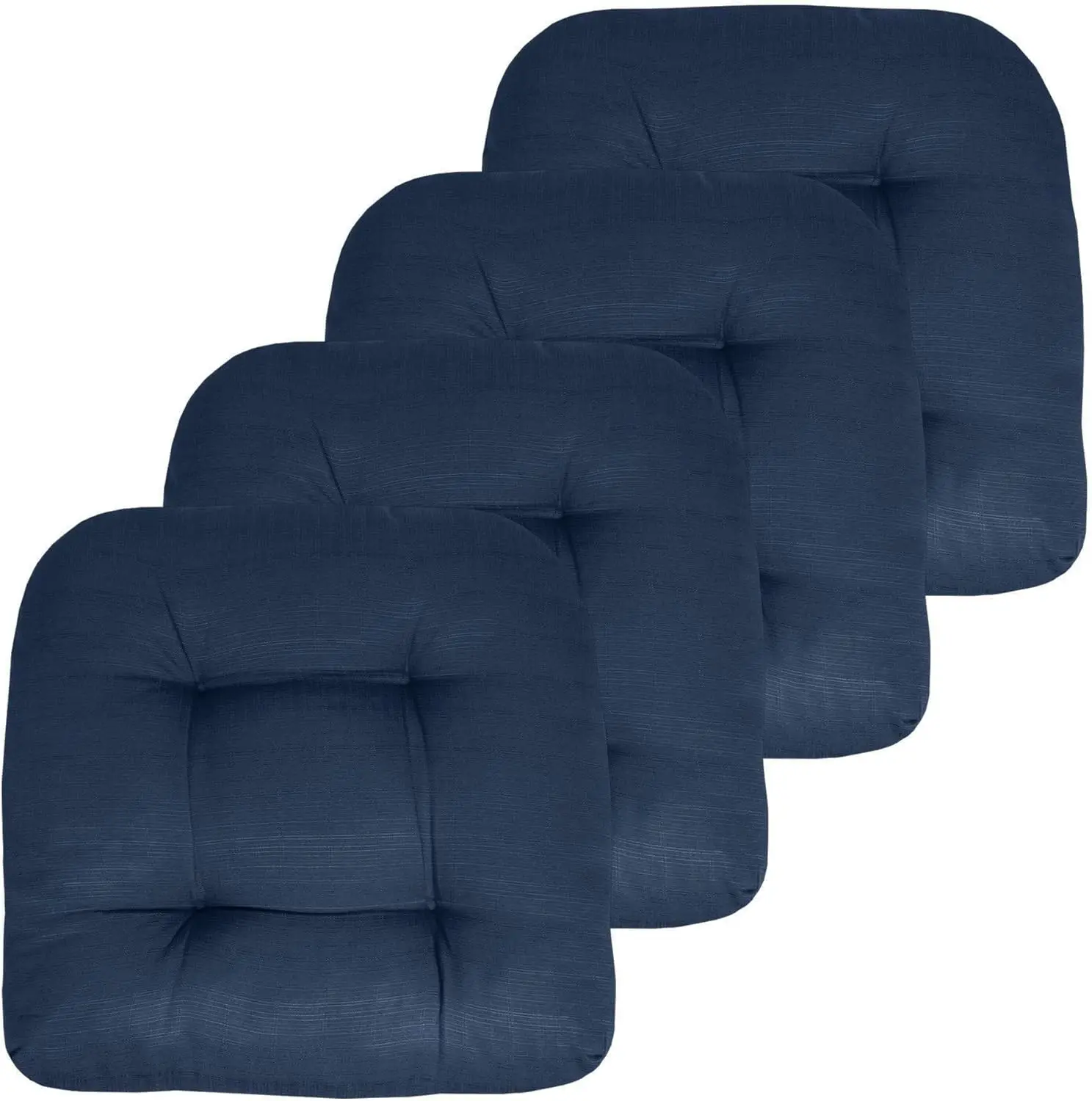 

Outdoor Chair Pads Premium Comfortable Thick Fiber Fill Tufted 19" x 19" Seat Cover, 19x19 inches, Navy Blue 4 Count