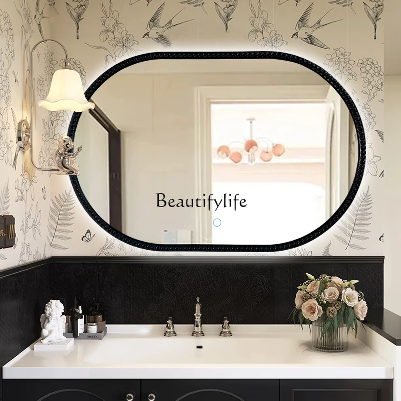 

French bathroom mirror wall-mounted toilet antique waterproof toilet vanity mirror