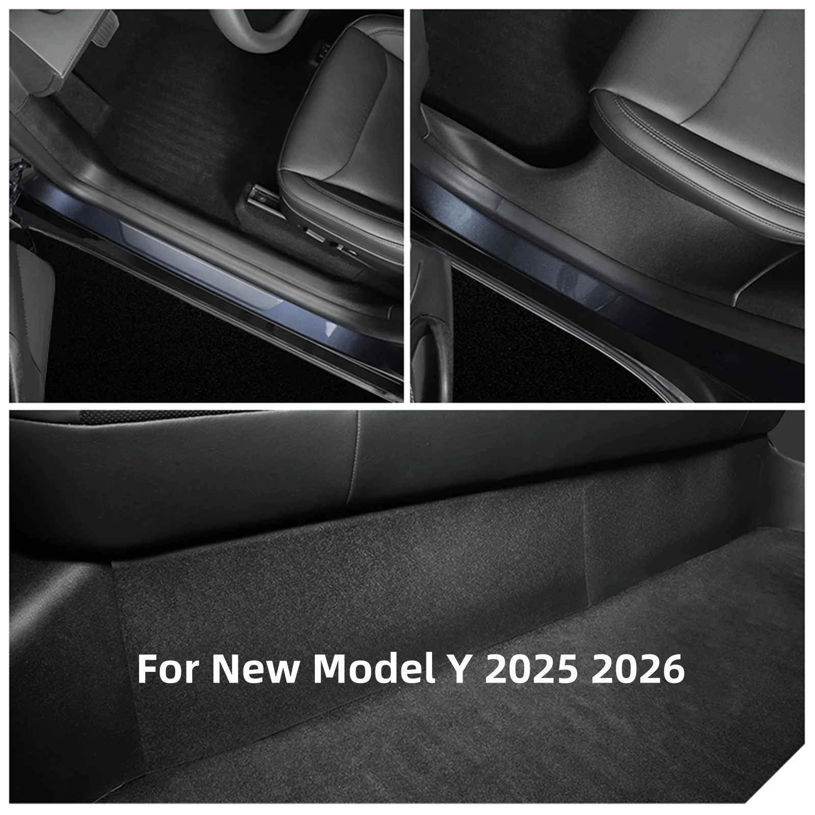 Smabee for Tesla Model Y Launch 2025 2026 Juniper Central Control Side Anti-kick Pad TPE Door Sill Strip Guard Protection Cover