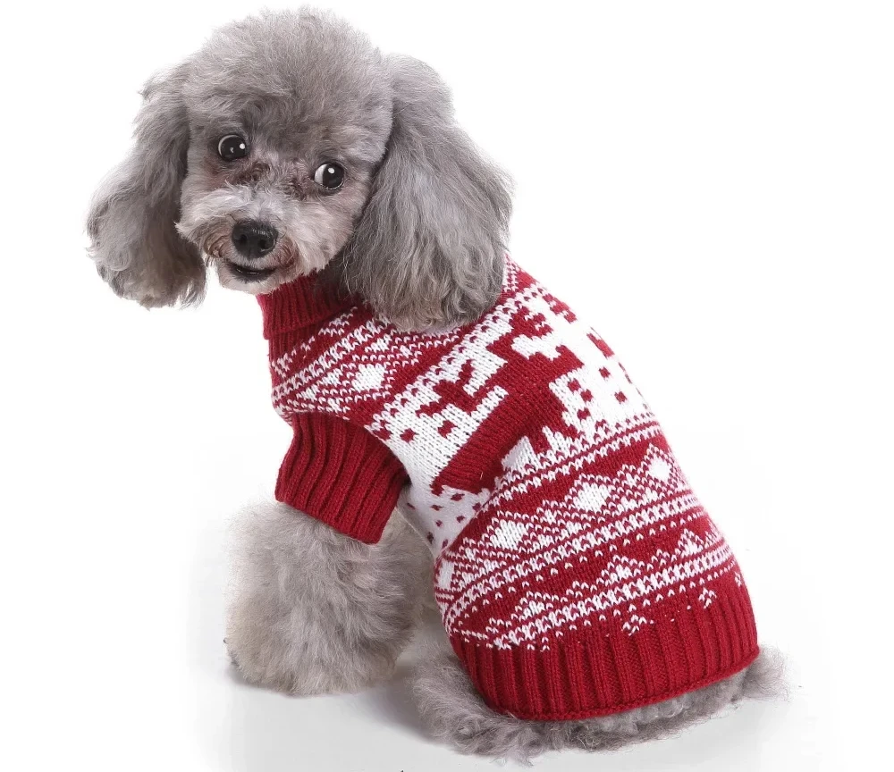 

Dog popular pet clothes knitted turtleneck Christmas sweater autumn and winter clothing cat warm sweater