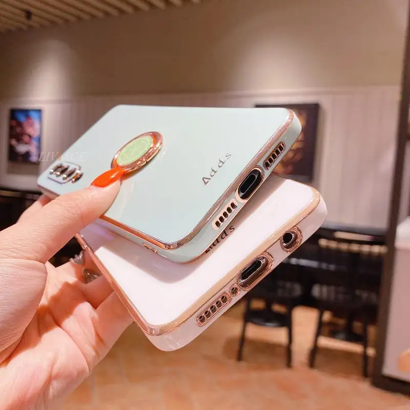 Ring Holder Plating Silicone Phone Stand Case On For Huawei P30 P40 P20 Lite Pro Plus P smart 2019 psmart Z Plus 2018 Cover