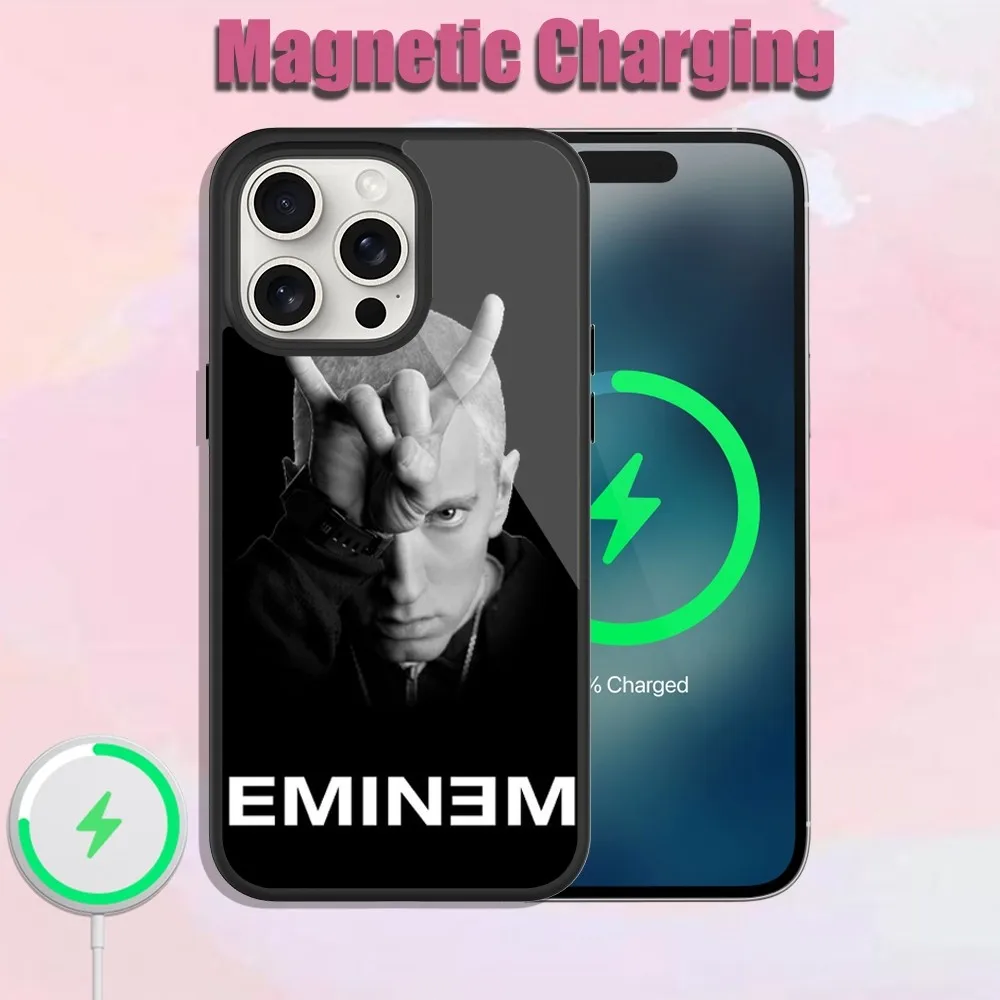 Singer E-Eminem The Death of Slim Shady Phone Case For iPhone 13 15 11 12 14 Plus Pro Max Glass Charging Magsafe Magnetic Cover