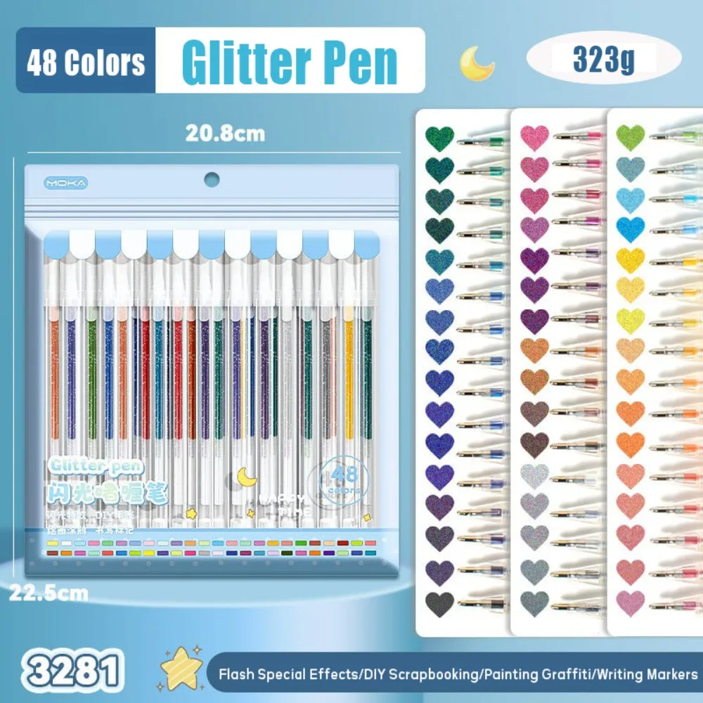 Multifunctional DIY Painting Glitter Pen 8/12/18/24/36/48 Colors Colorful Shiny High Gloss Drawing Pen Fluorescent Pen Students