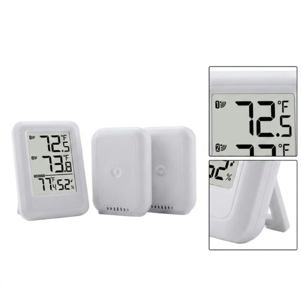 2pcs Wireless Thermometer Hygrometer Indoor Outdoor Temperature Humidity Meter With 2 Sensors For Greenhouse Monitoring Tool