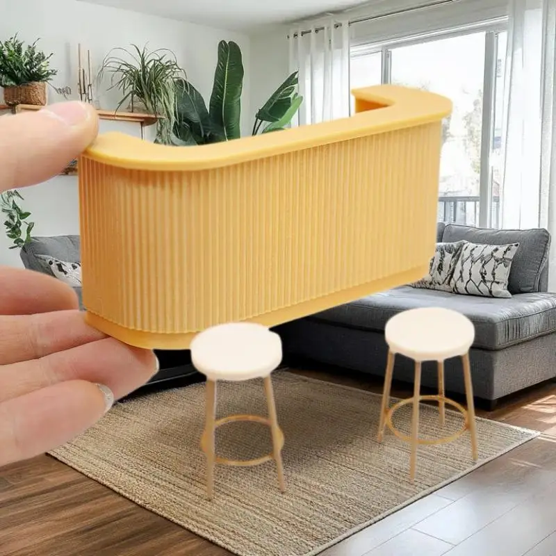 3 stks/set Poppenhuis Bar Meubels Miniatuur Eettafel En Stoel Scène Model Poppenhuis Accessoires Speelhuis Speelgoed