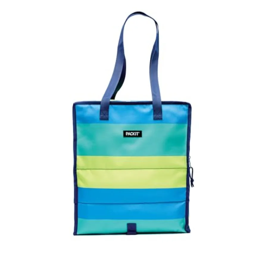 

Freezable Grocery Shopping Bag with Zip Closure, Fresh Stripe