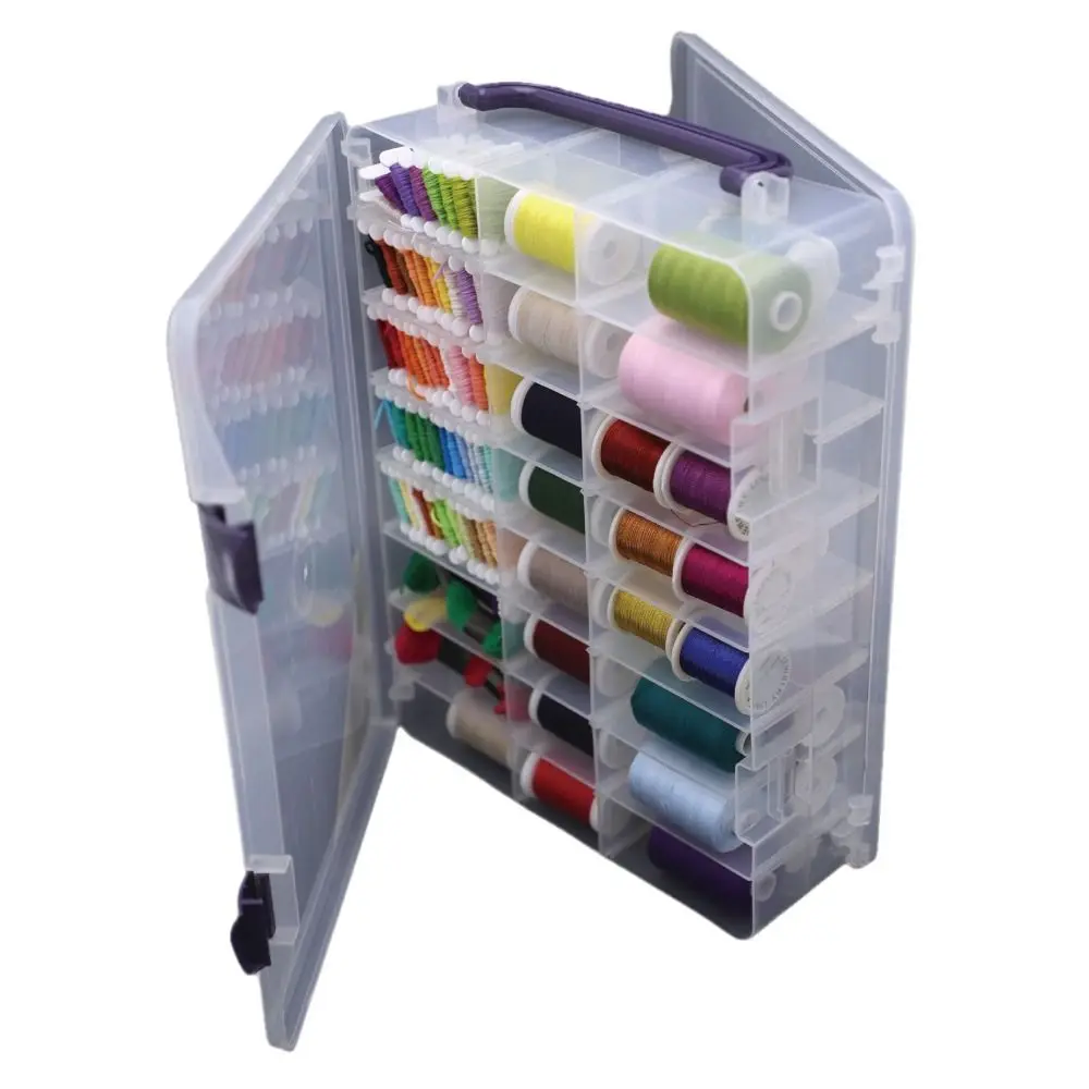 

Universal 48 Grid Nail Polish Organizer Removable Dividers Clear Storage Box Double-Sided Portable Sewing Organizer