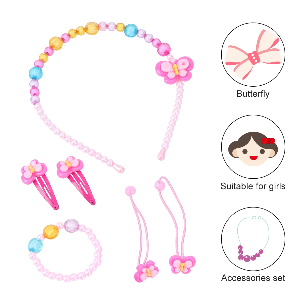 

Butterfly Necklace Bracelet Set Acrylic Elastic Necklaces Bracelets Girls Kids Photo Prop Party Favors Special Occasions Gifts