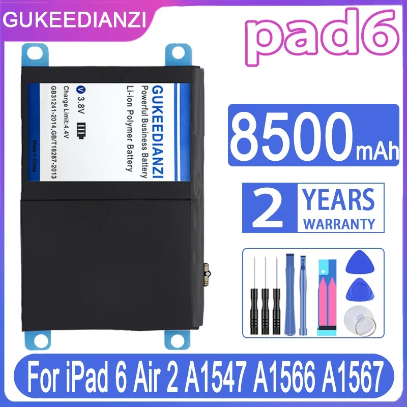 8500mAh Tablet Battery for Apple iPad 6 Air 2 A1547 A1566 A1567, Model pad6