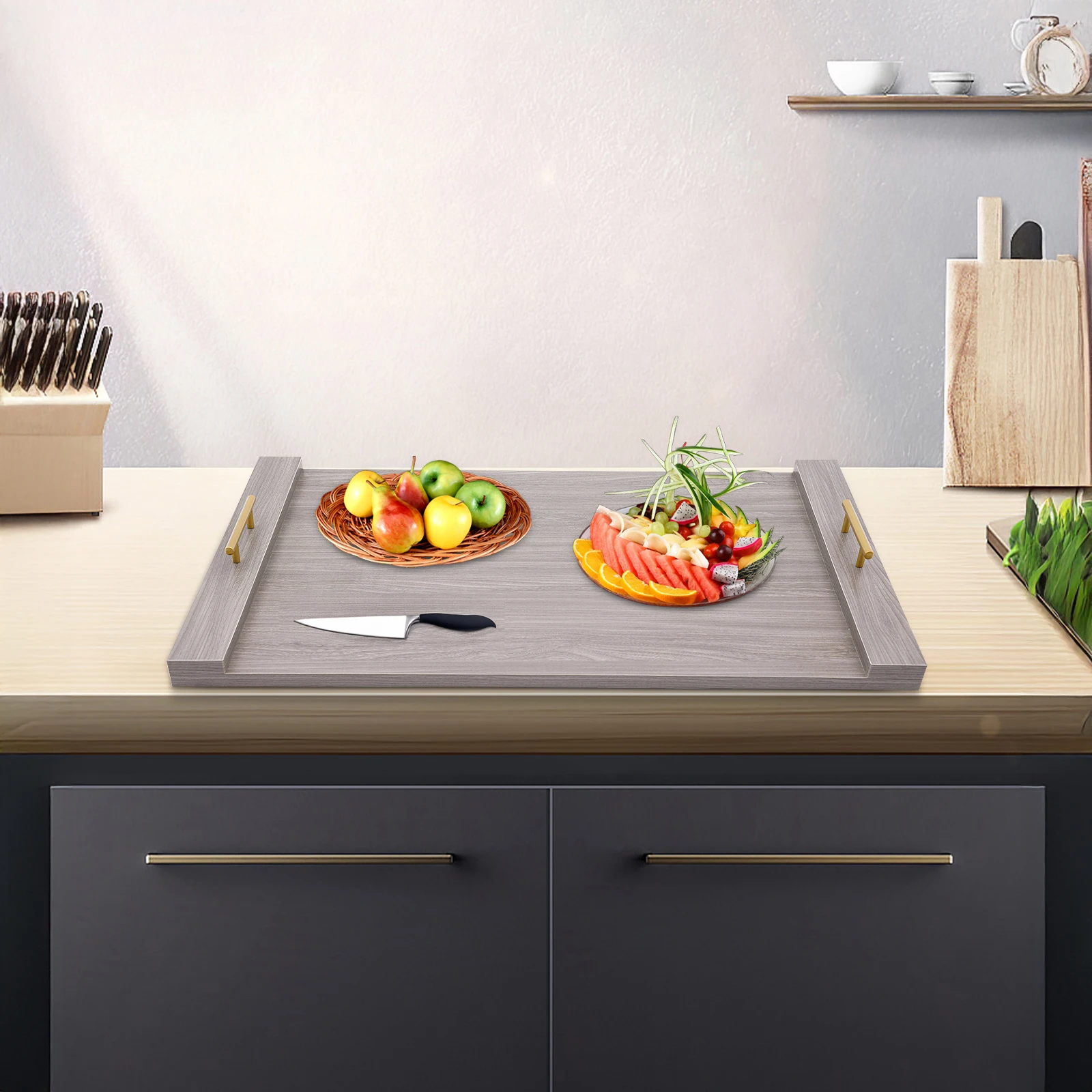 Stove Top Cover, Oak White Noodle Board Stove Covers, Stovetop Plate Detachable Handles for Electric Stove and Gas Stove