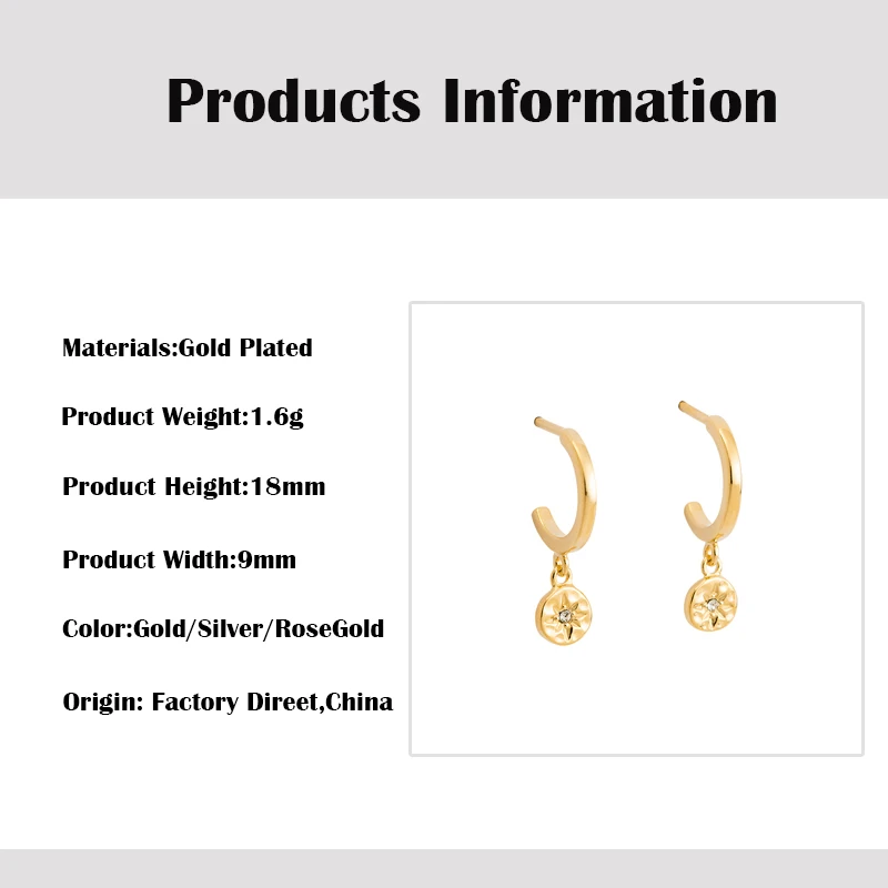 CRMYA Gold Silver Color Unusual Stud Hoop Erring Women CZ Zircon Round Ear Rings For Girls Jewelry Boucle Oreille Femme