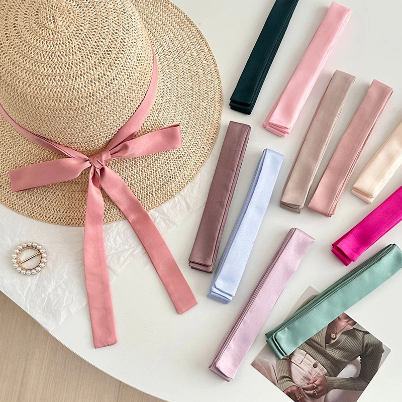 

160 см однотонный шелковый шарф, модная брендовая сумка, шарф для женщин, узкий шарф с ручкой, сумка, шарфы, обертывания, пляжная шляпа, аксессуары