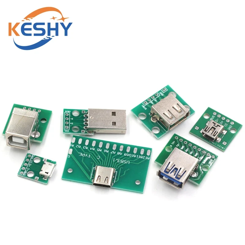 5pcs Micro Mini USB USB A Male USB 2.0 3.0 A Female USB B Connector Interface to 2.54mm DIP PCB Converter Adapter Breakout Board