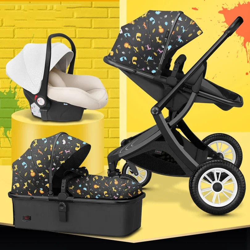 

Baby stroller 3in1 with car seat High Landscape Stroller caetoon Baby Carriage Foldable Stroller Baby Bassinet Puchair Newborn