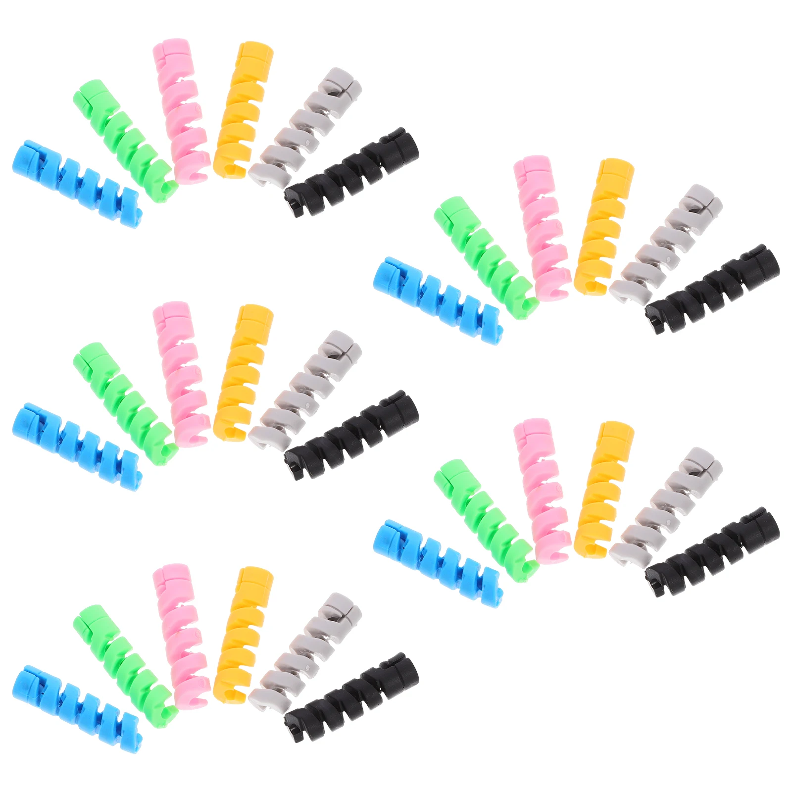 

30pcs Data Protectors Cord USB Cable Phone Cord Protector Charging Cable Protector Green Yellow Black Gray